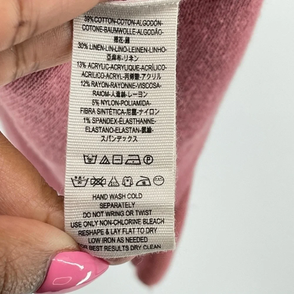 Free People Sundae Rose Linen Blend V-Neck Bell Sleeve Pullover Sweater Size XS - Picture 10 of 12